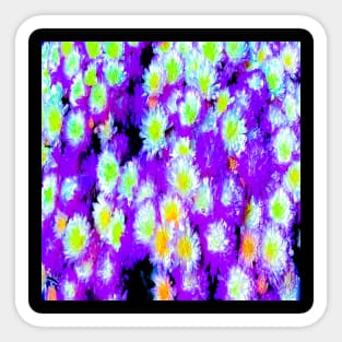 Bright Purple Yellow Inverted Flowers Sticker